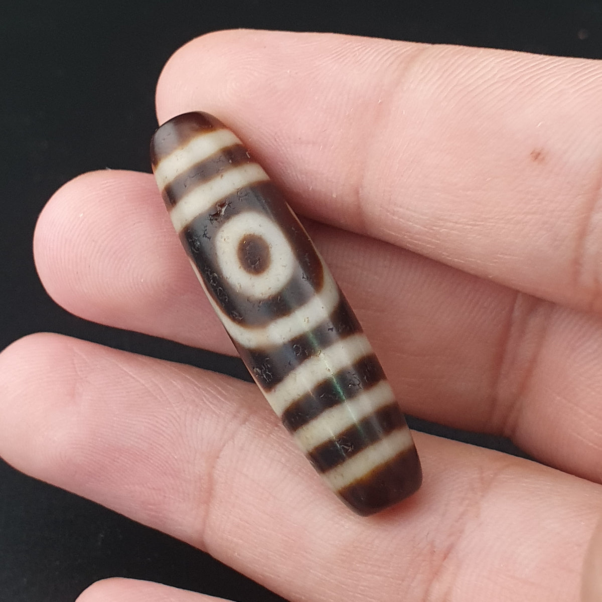 Antike 2-Augen Himalaya Tibet Achat Dzi Perlen Amulett Anhänger