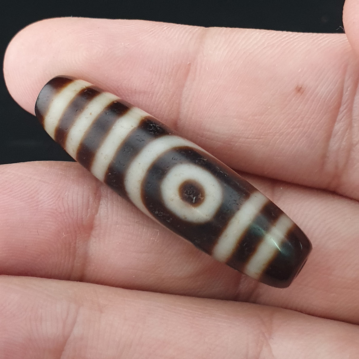Antike 2-Augen Himalaya Tibet Achat Dzi Perlen Amulett Anhänger