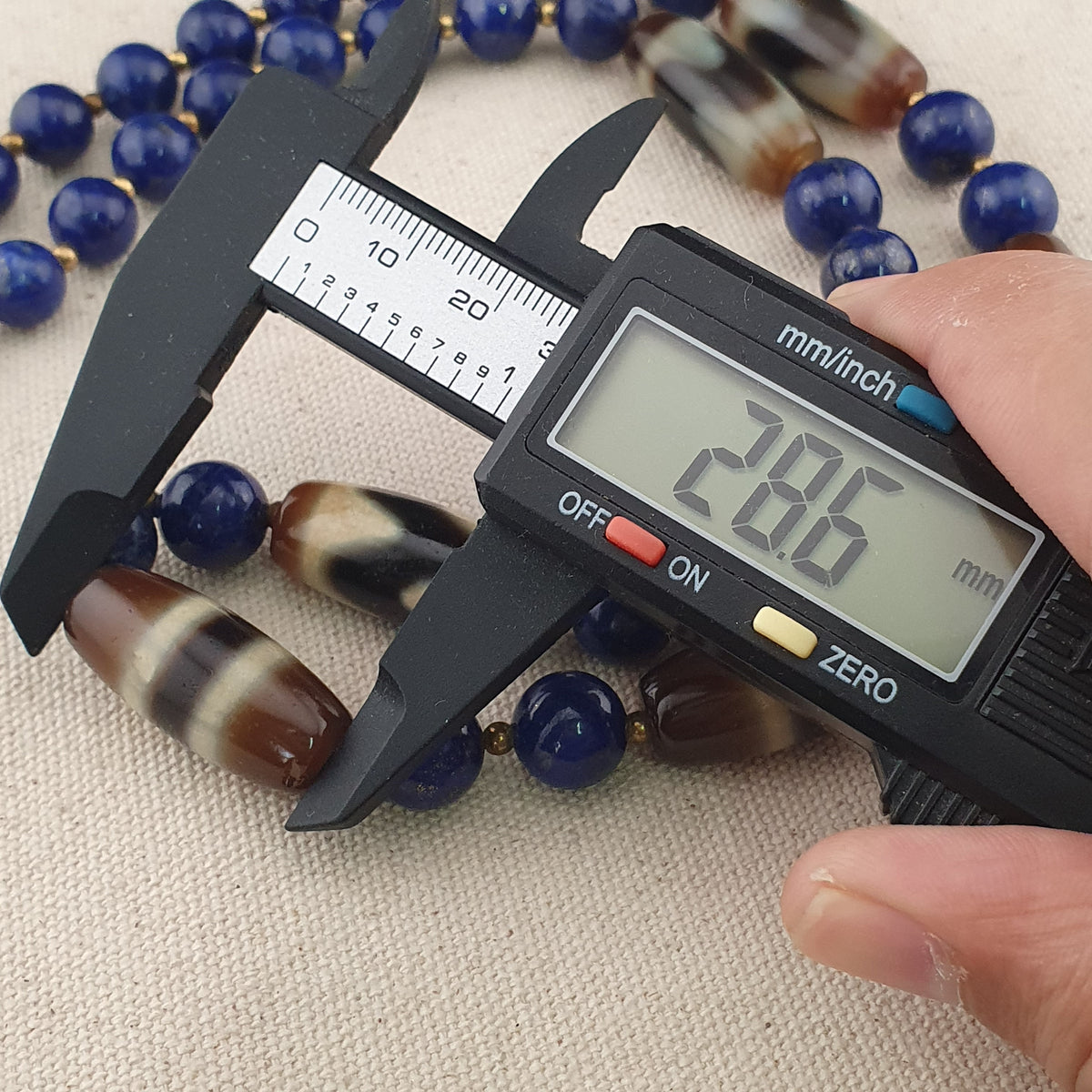 Collier en Agate, Lapis-Lazuli du Tibet, motif zigzag et rayures, style vintage