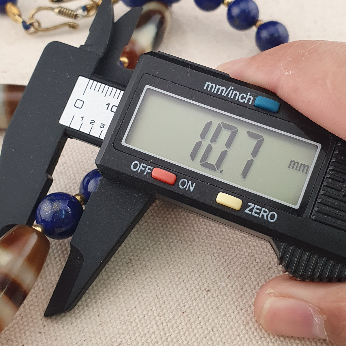 Collier en Agate, Lapis-Lazuli du Tibet, motif zigzag et rayures, style vintage