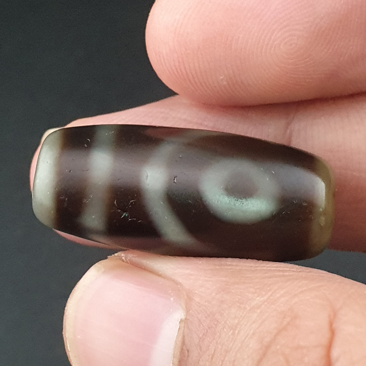 Vintage 2 Eyes Himalayan Tibetan Agate Dzi bead Amulet Lot of 3