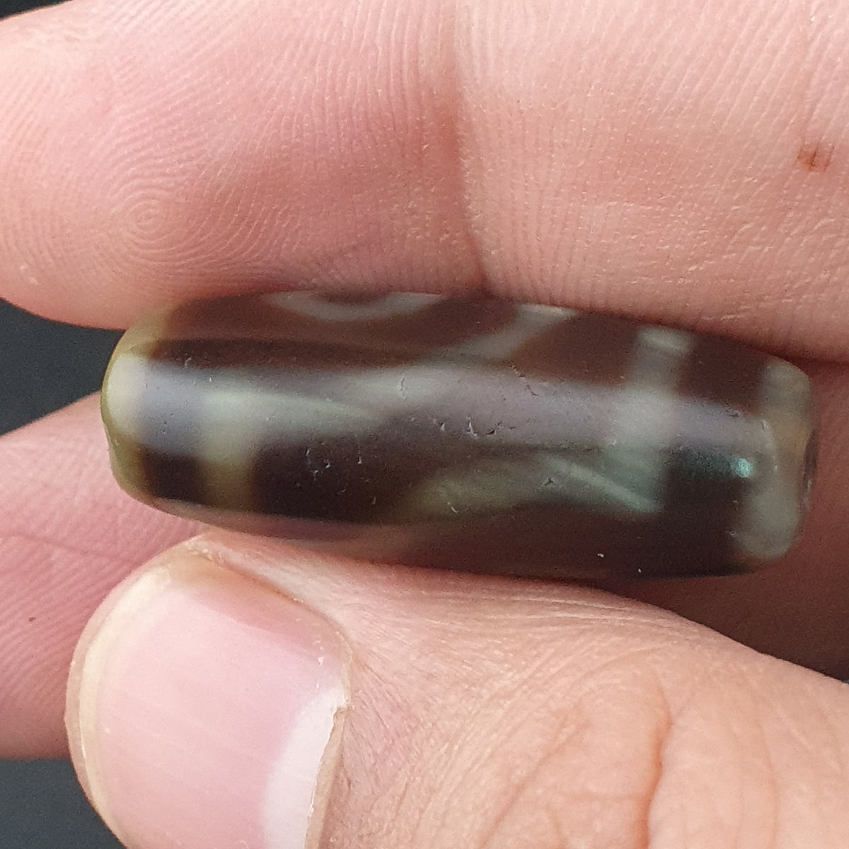 Vintage 2 Eyes Himalayan Tibetan Agate Dzi bead Amulet Lot of 3