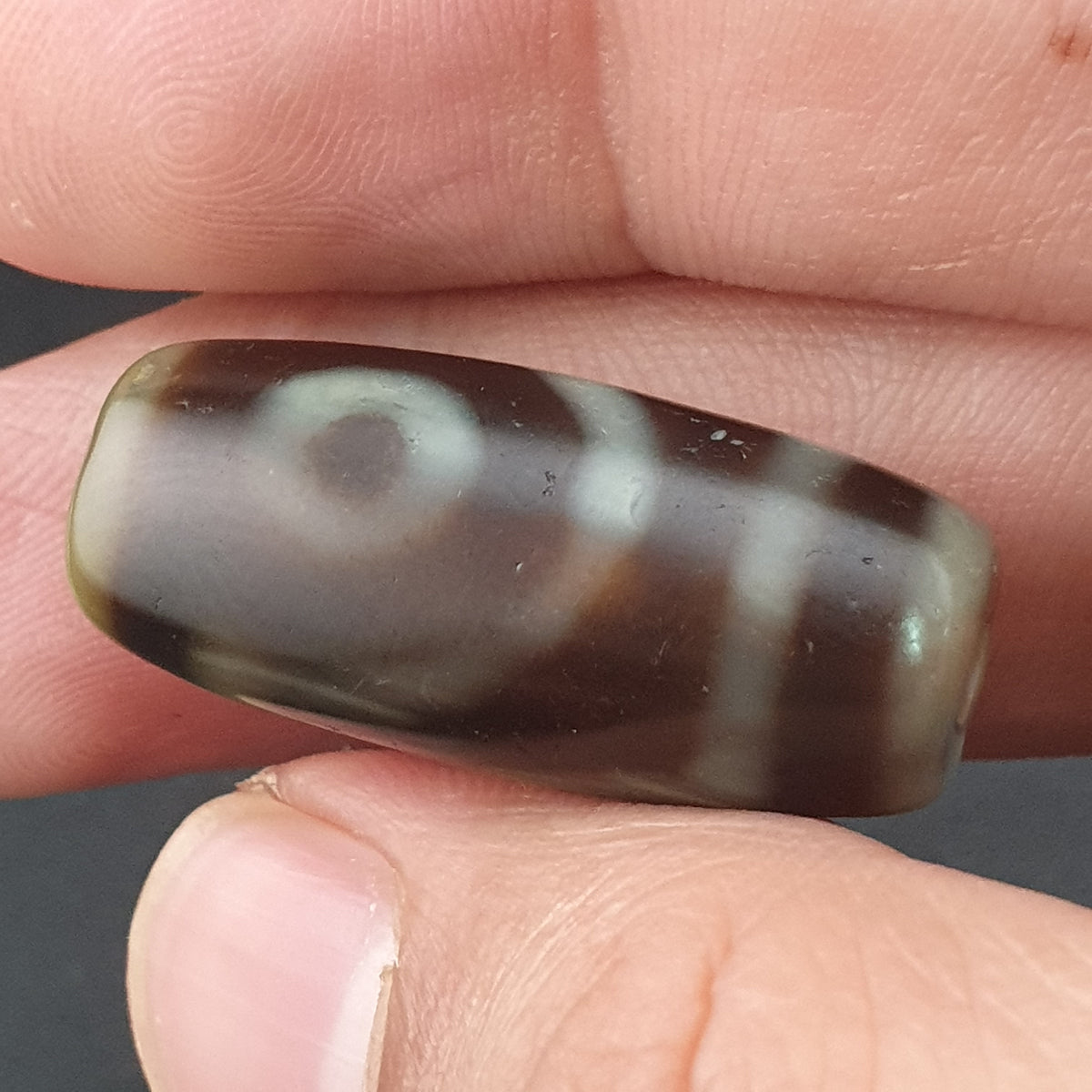 Vintage 2 Eyes Himalayan Tibetan Agate Dzi bead Amulet Lot of 3