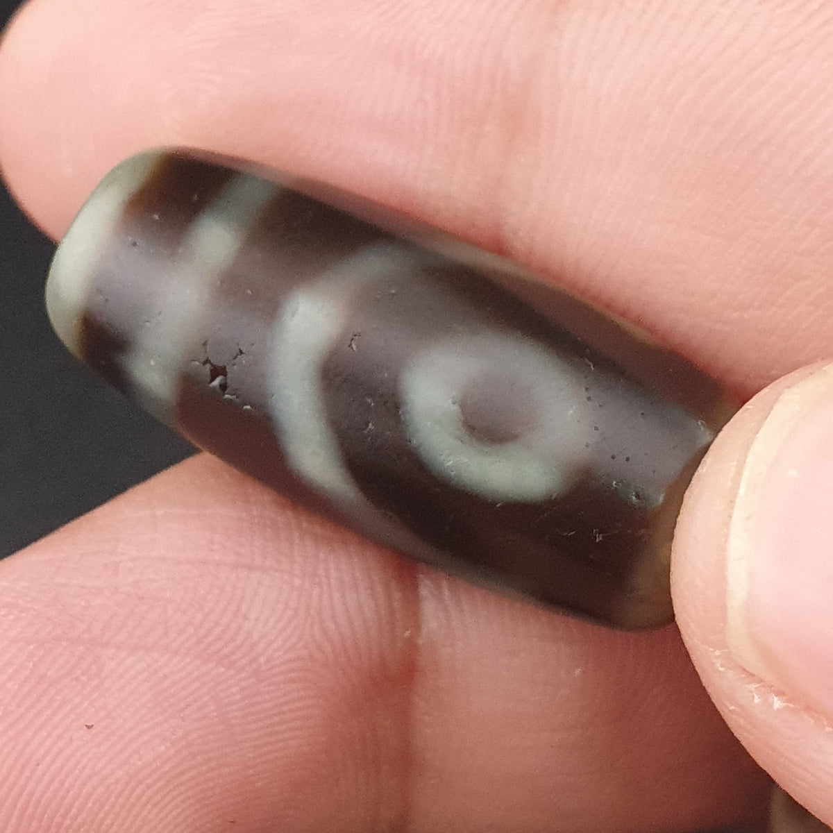 Vintage 2 Eyes Himalayan Tibetan Agate Dzi bead Amulet Lot of 3