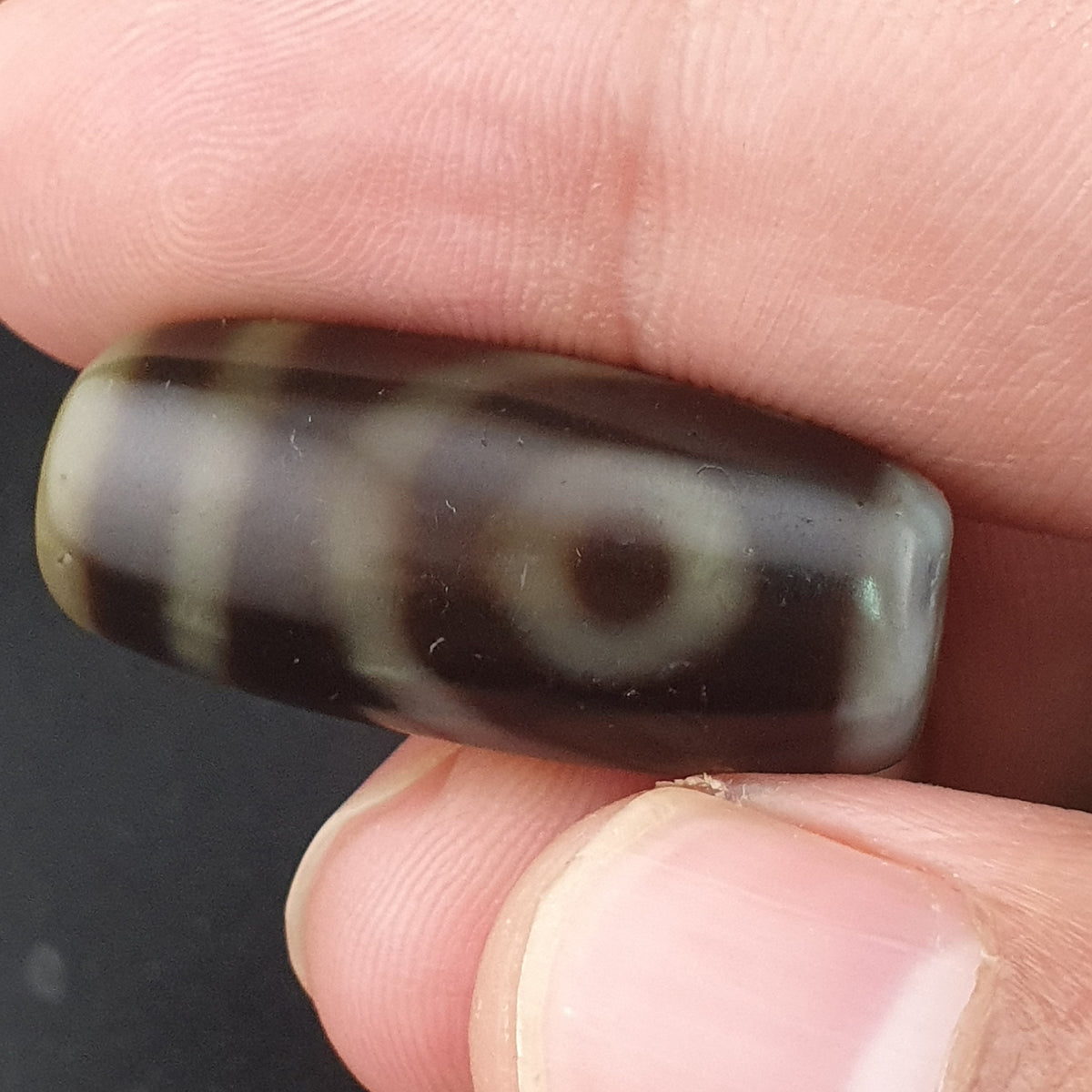 Vintage 2 Eyes Himalayan Tibetan Agate Dzi bead Amulet Lot of 3