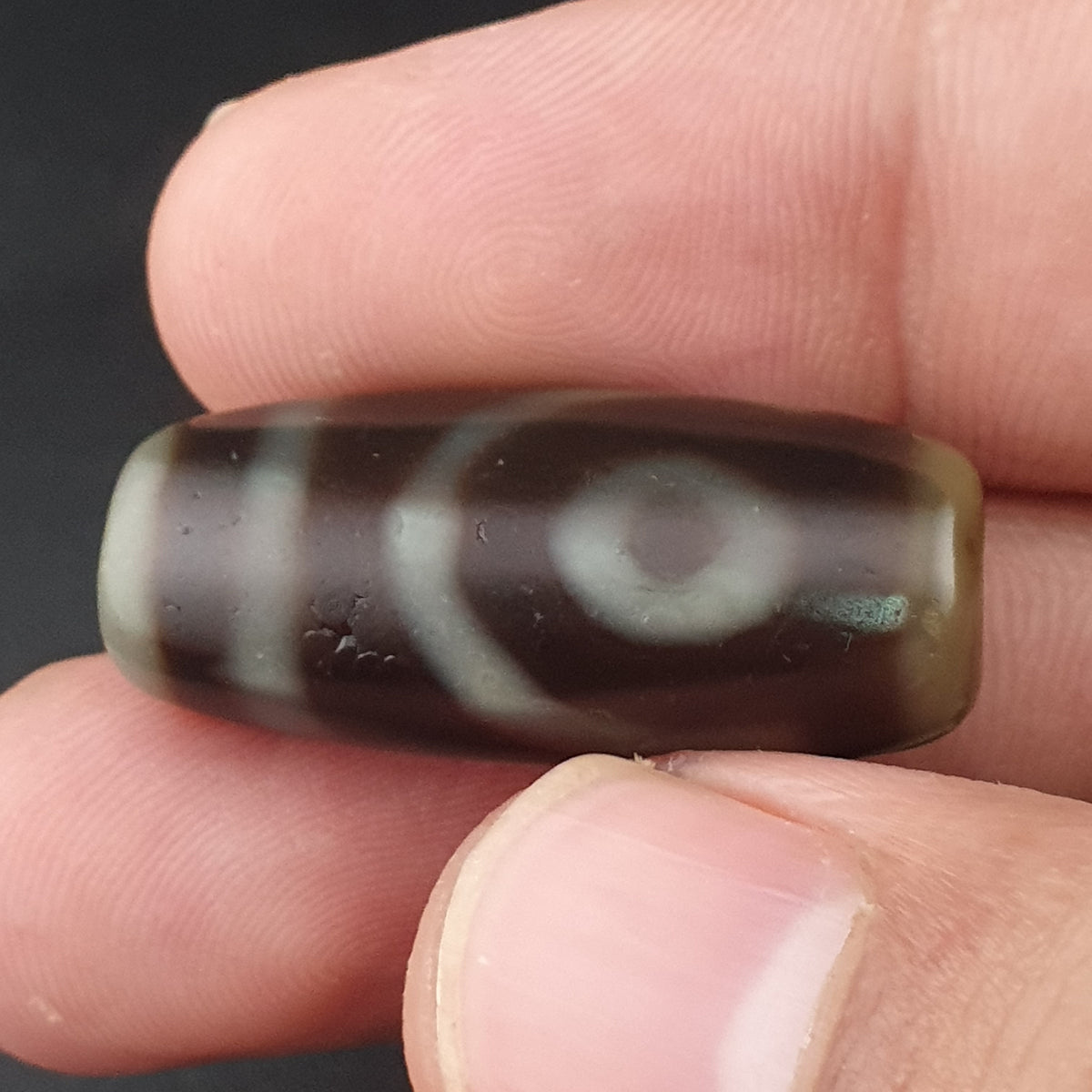Vintage 2 Eyes Himalayan Tibetan Agate Dzi bead Amulet Lot of 3