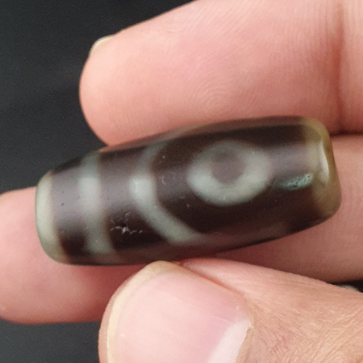 Vintage 2 Eyes Himalayan Tibetan Agate Dzi bead Amulet Lot of 3