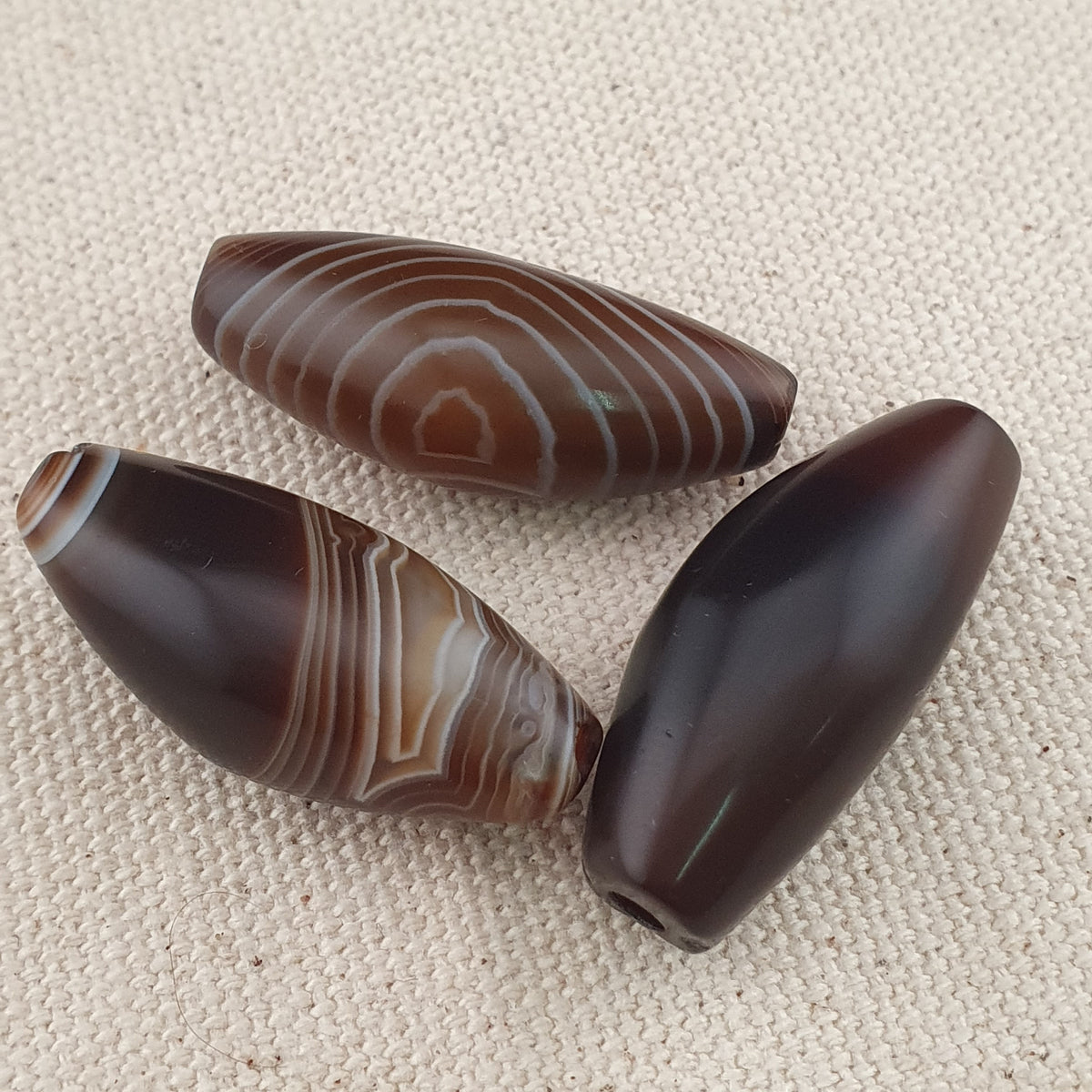 Vintage Natural Eye Suliemani Agate Beads Amulet Lot Of 3