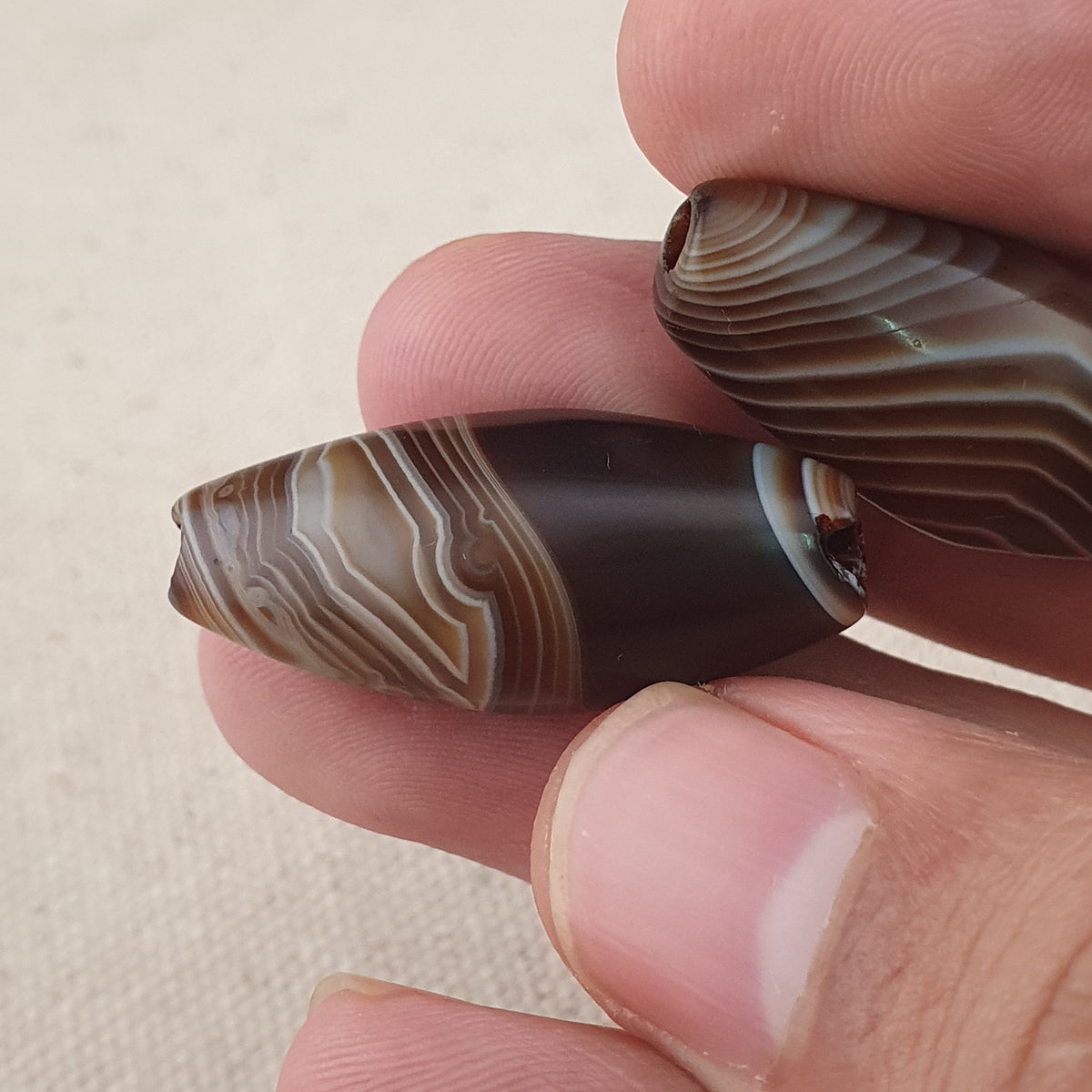 Vintage Natural Eye Suliemani Agate Beads Amulet Lot Of 3