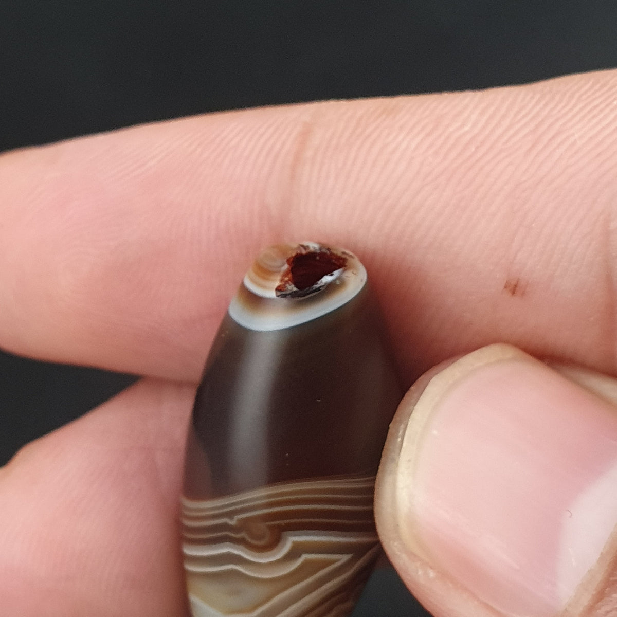 Vintage Natural Eye Suliemani Agate Beads Amulet Lot Of 3