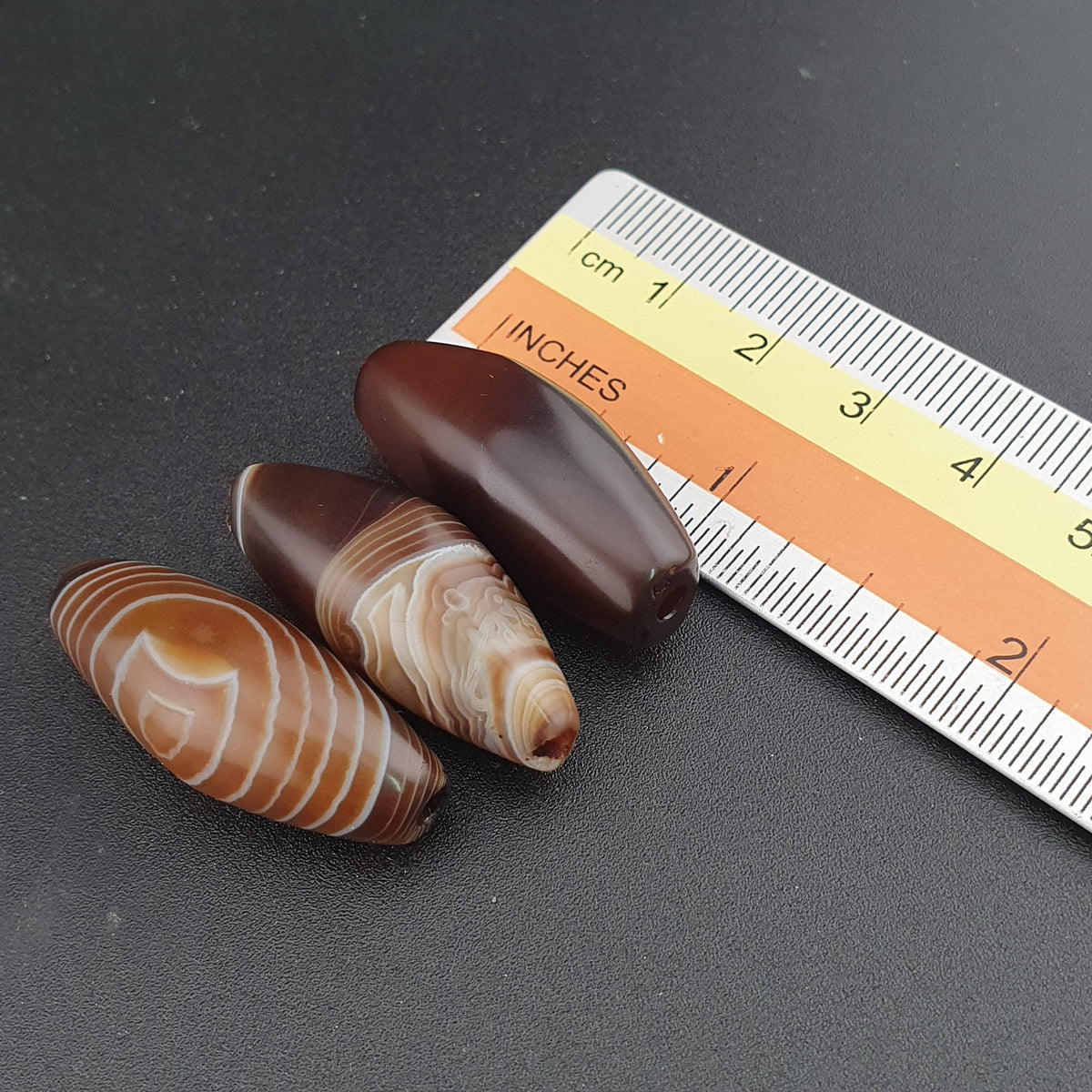 Vintage Natural Eye Suliemani Agate Beads Amulet Lot Of 3