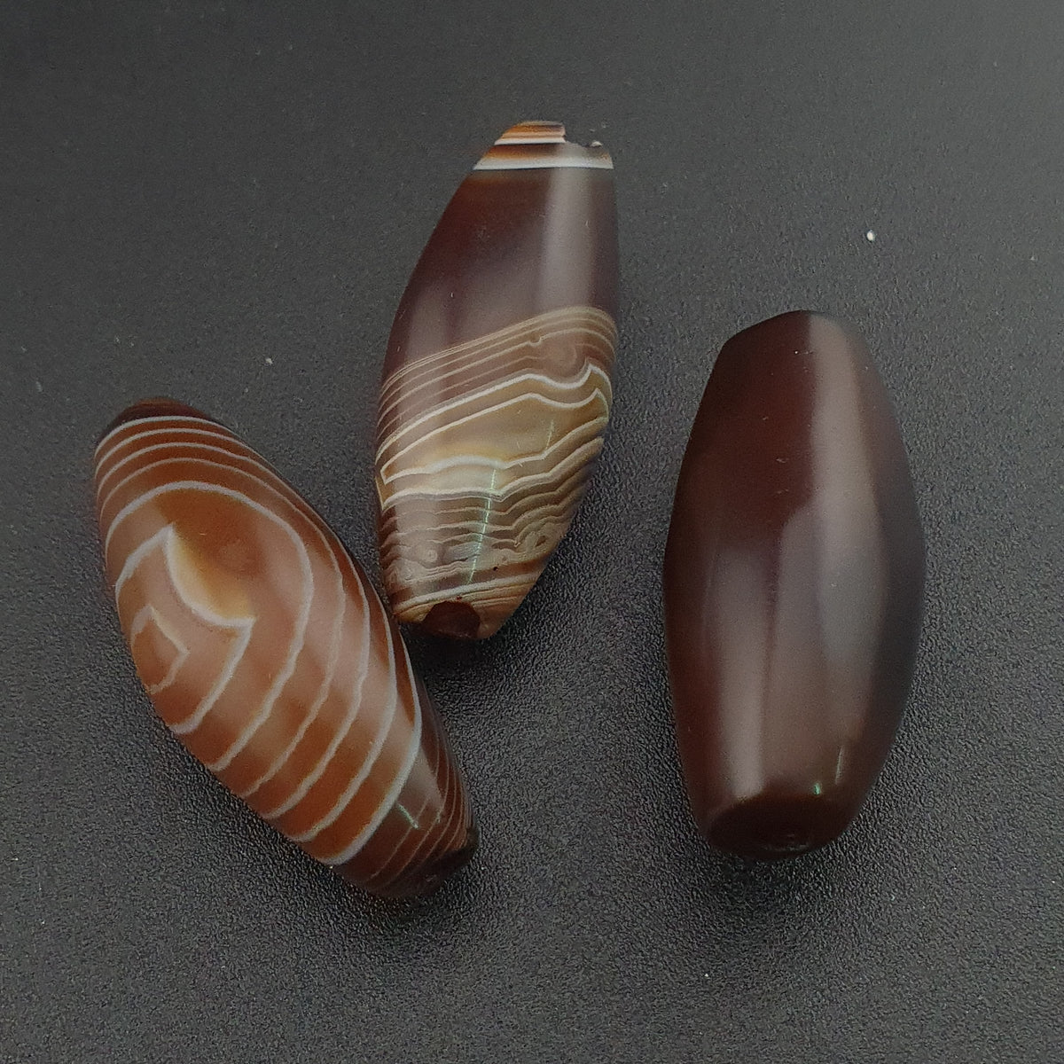 Vintage Natural Eye Suliemani Agate Beads Amulet Lot Of 3