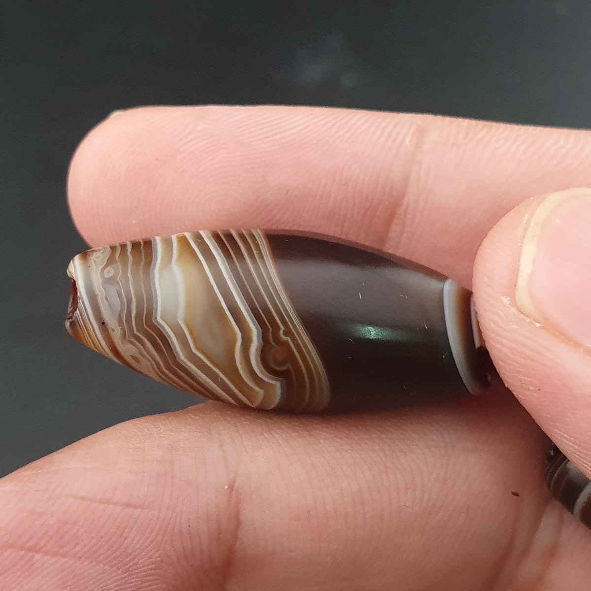 Vintage Natural Eye Suliemani Agate Beads Amulet Lot Of 3