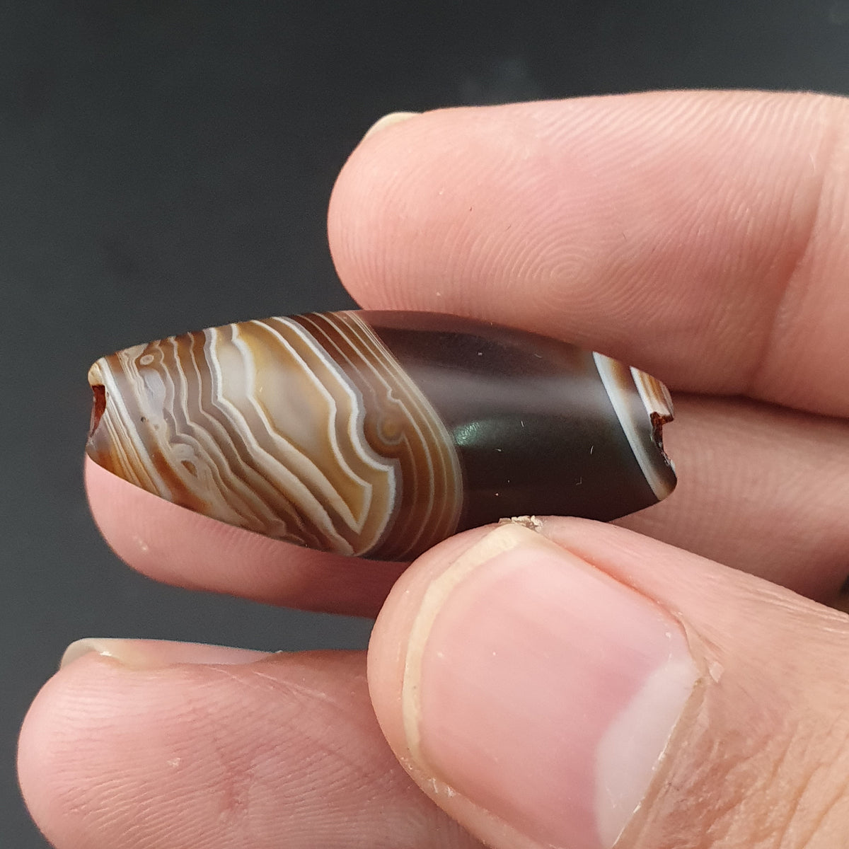Vintage Natural Eye Suliemani Agate Beads Amulet Lot Of 3