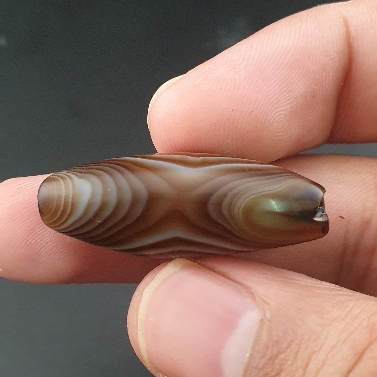 Vintage Natural Eye Suliemani Agate Beads Amulet Lot Of 3