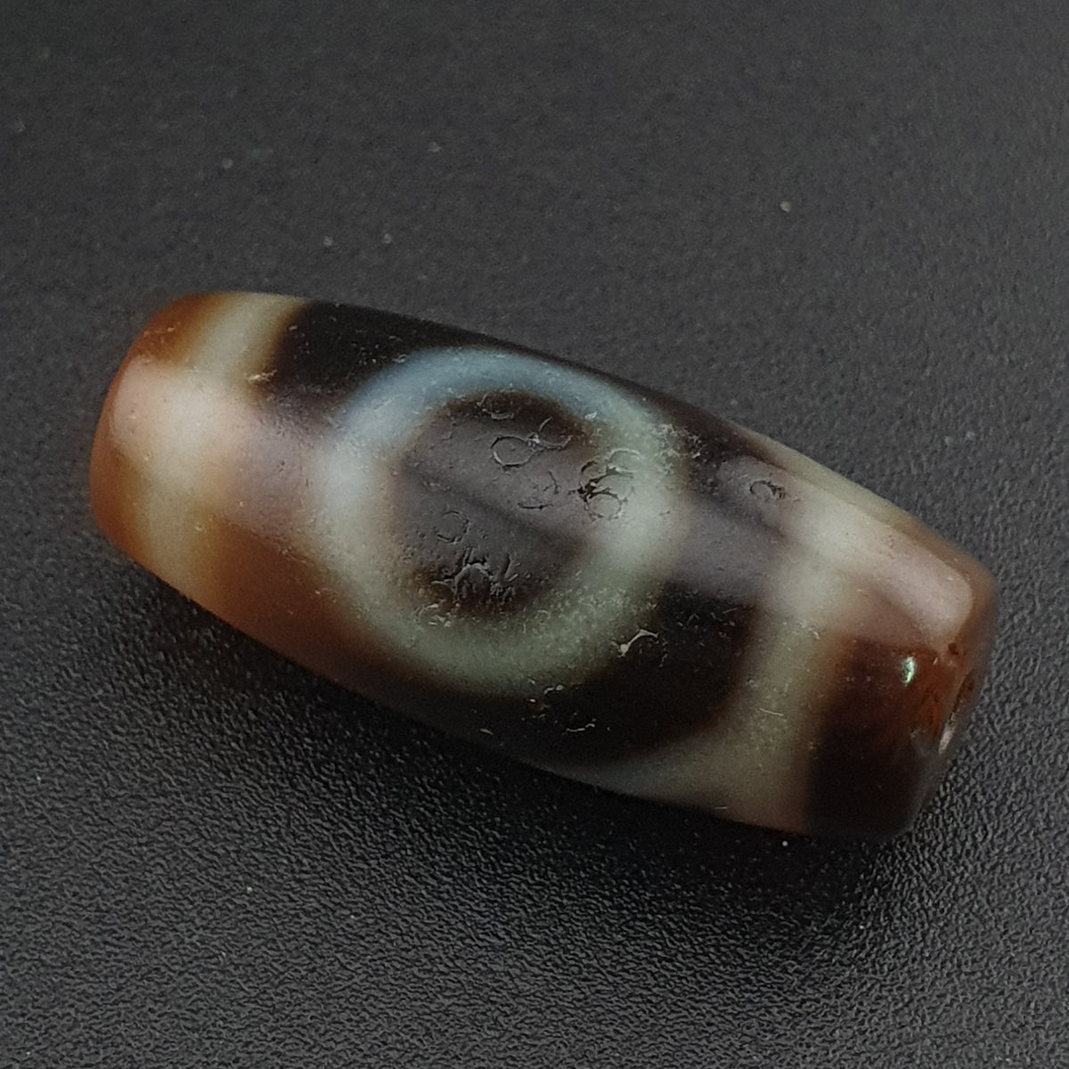 Vintage Himalayan Tibetan 1 Eye Agate Unique Pattern Dzi Bead Amulet