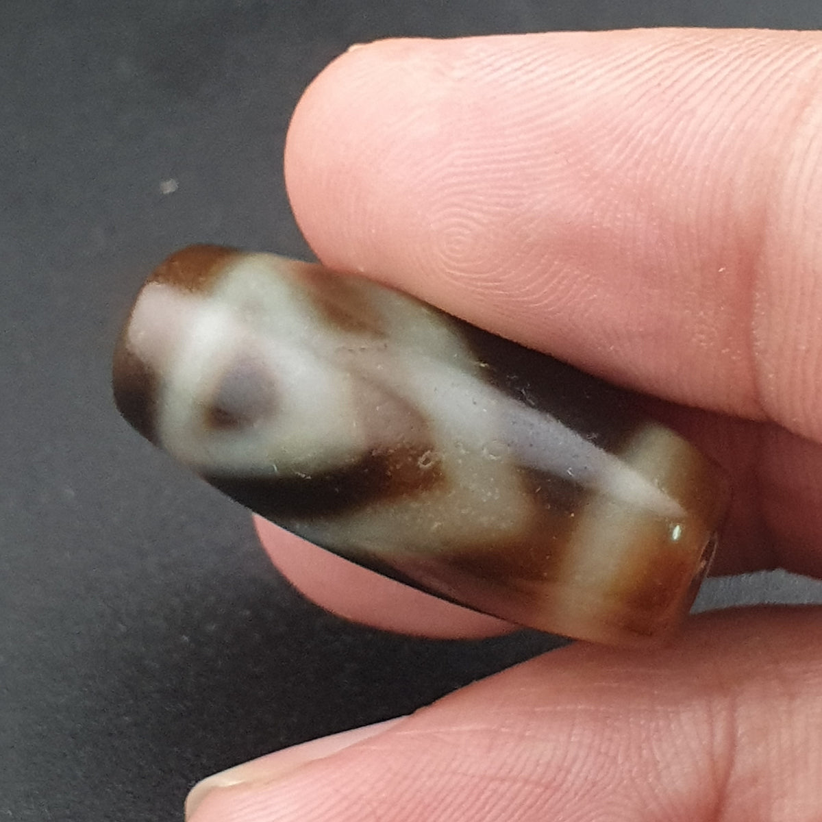 Vintage Himalayan Tibetan 1 Eye Agate Unique Pattern Dzi Bead Amulet