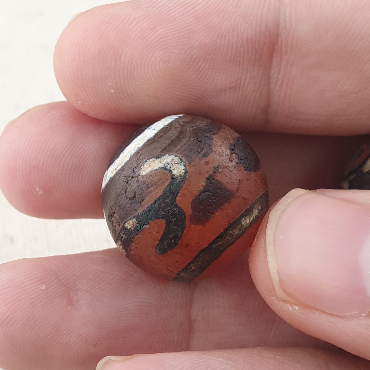 Vintage Etched Carnelian Agate Unique Pattern Beads Amulets