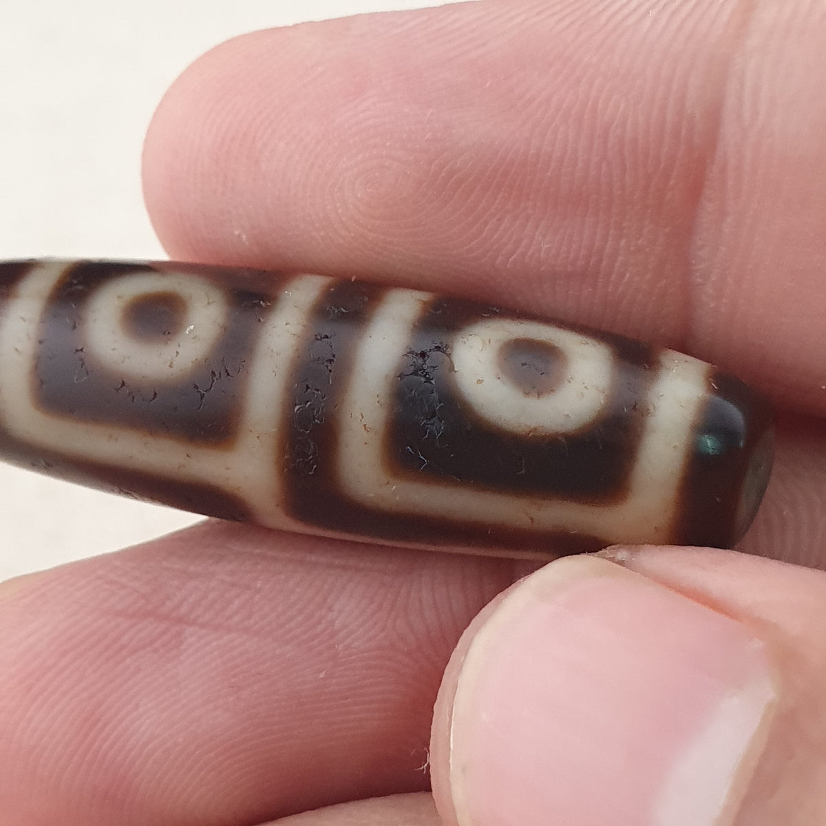 Antikes Himalaya-Tibetisches 4-Augen-Achat-Dzi-Perlen-Amulett