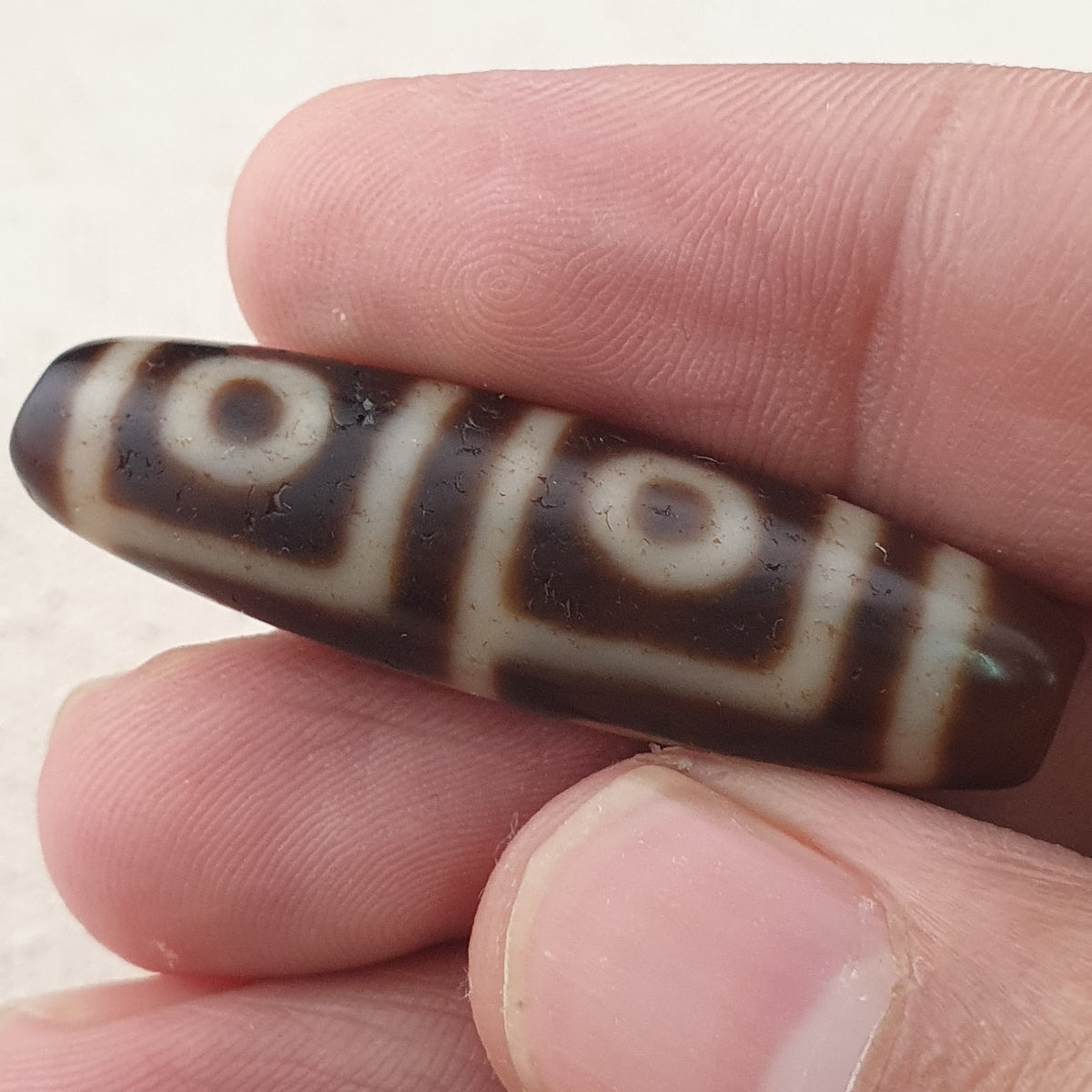 Antikes Himalaya-Tibetisches 4-Augen-Achat-Dzi-Perlen-Amulett