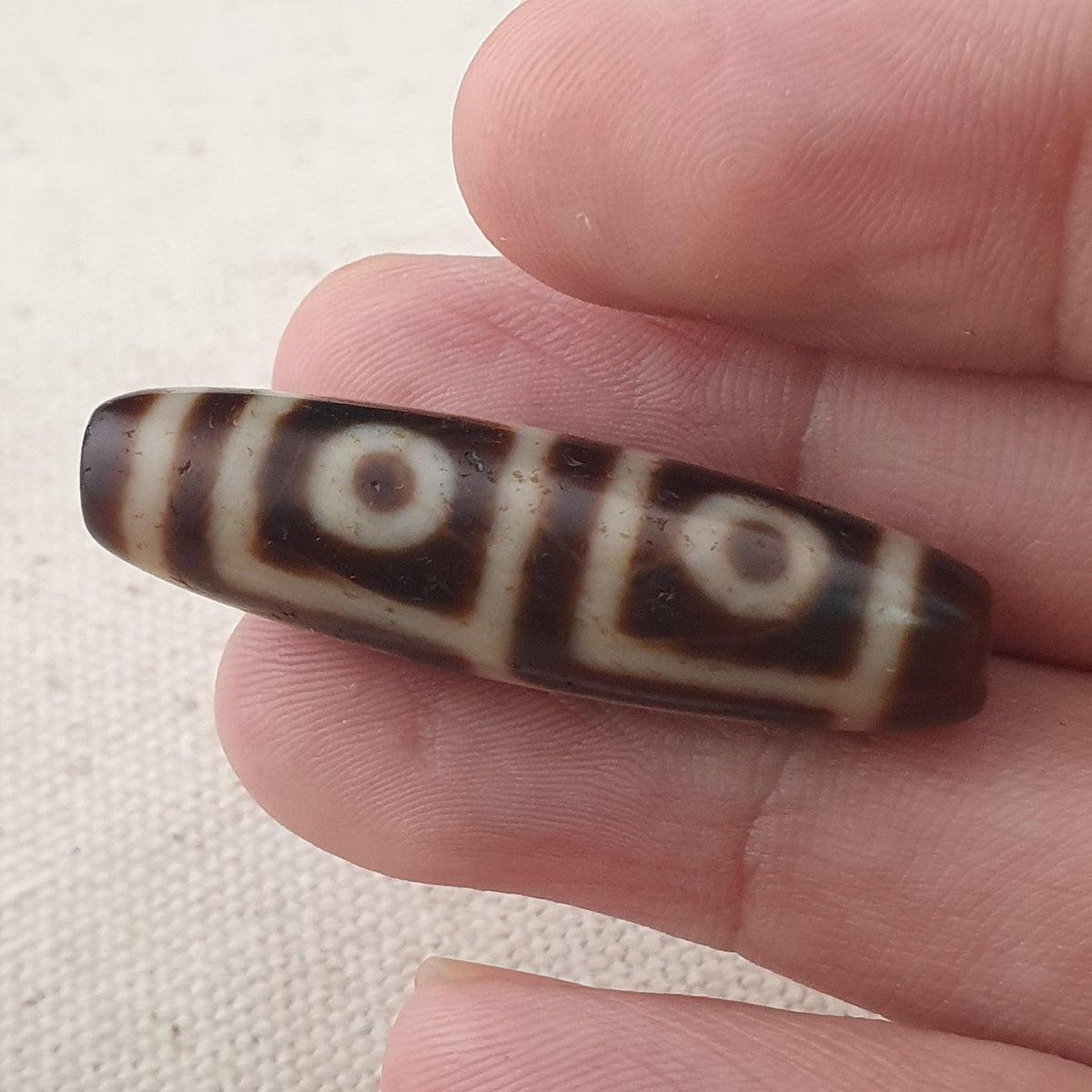 Antikes Himalaya-Tibetisches 4-Augen-Achat-Dzi-Perlen-Amulett