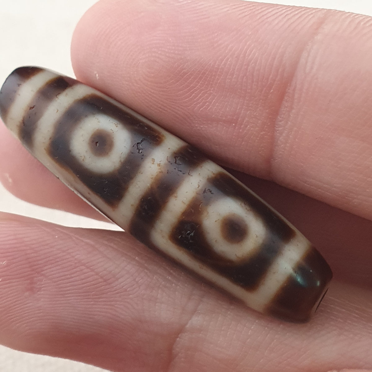 Antikes Himalaya-Tibetisches 4-Augen-Achat-Dzi-Perlen-Amulett