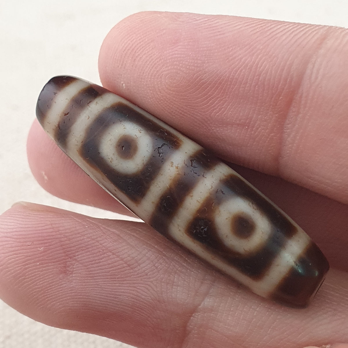 Antikes Himalaya-Tibetisches 4-Augen-Achat-Dzi-Perlen-Amulett