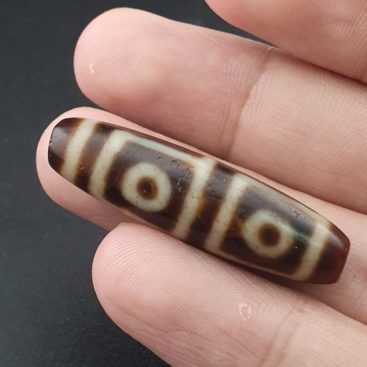 Antikes Himalaya-Tibetisches 4-Augen-Achat-Dzi-Perlen-Amulett