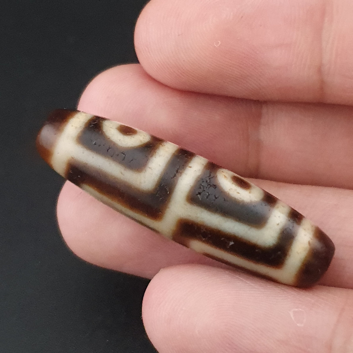 Antique Himalayan Tibetan 4 Eyes Agate Dzi Bead Amulet
