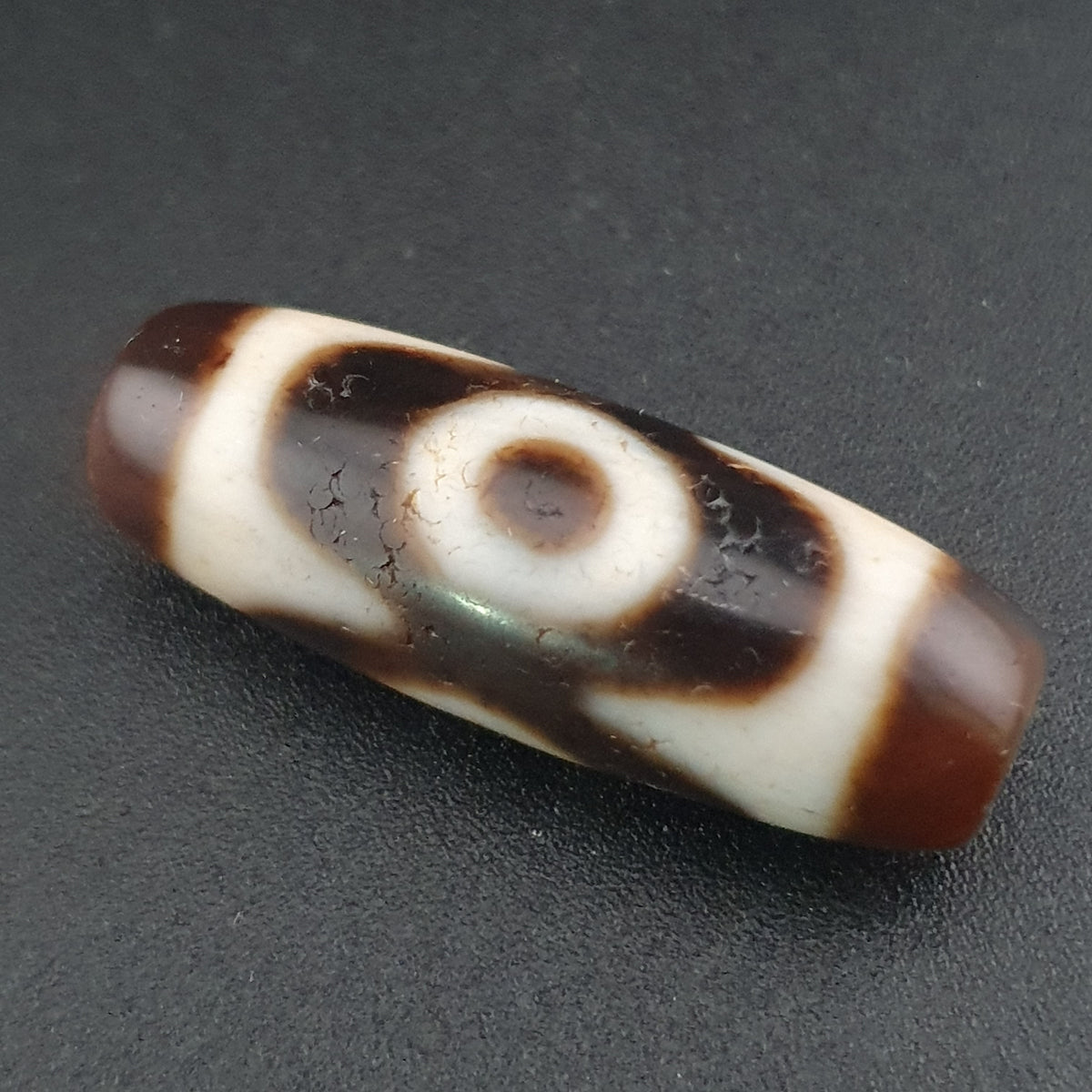 Perle Dzi tibétaine himalayenne en agate à 2 yeux, amulette ancienne, 29,6 mm