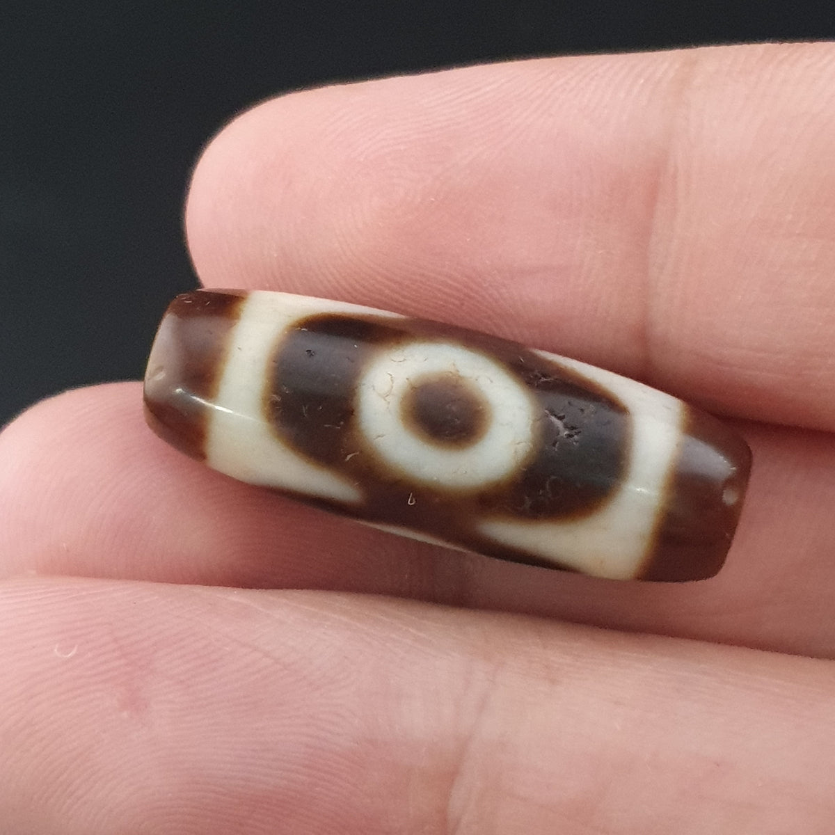 Perle Dzi tibétaine himalayenne en agate à 2 yeux, amulette ancienne, 29,6 mm