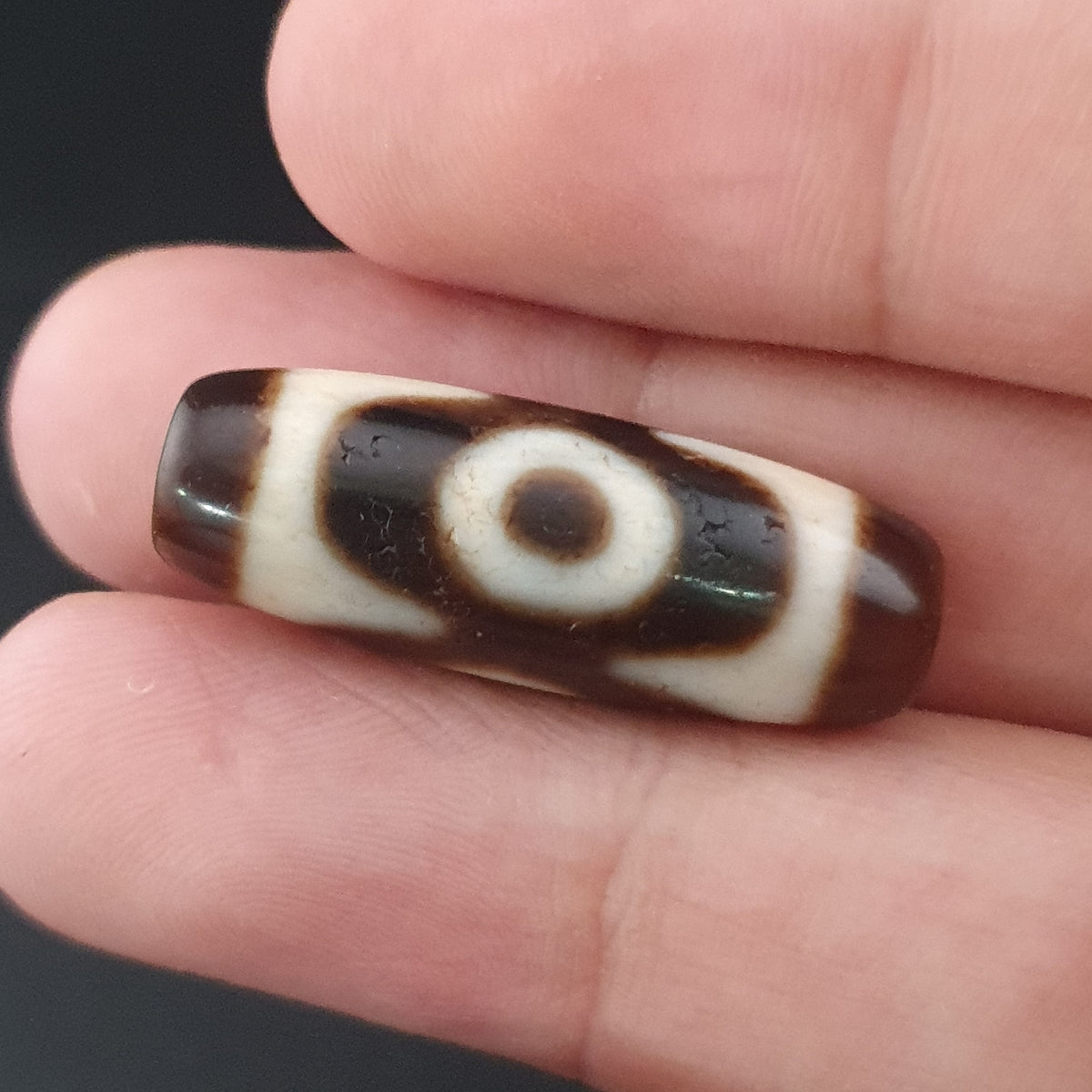 Perle Dzi tibétaine himalayenne en agate à 2 yeux, amulette ancienne, 29,6 mm