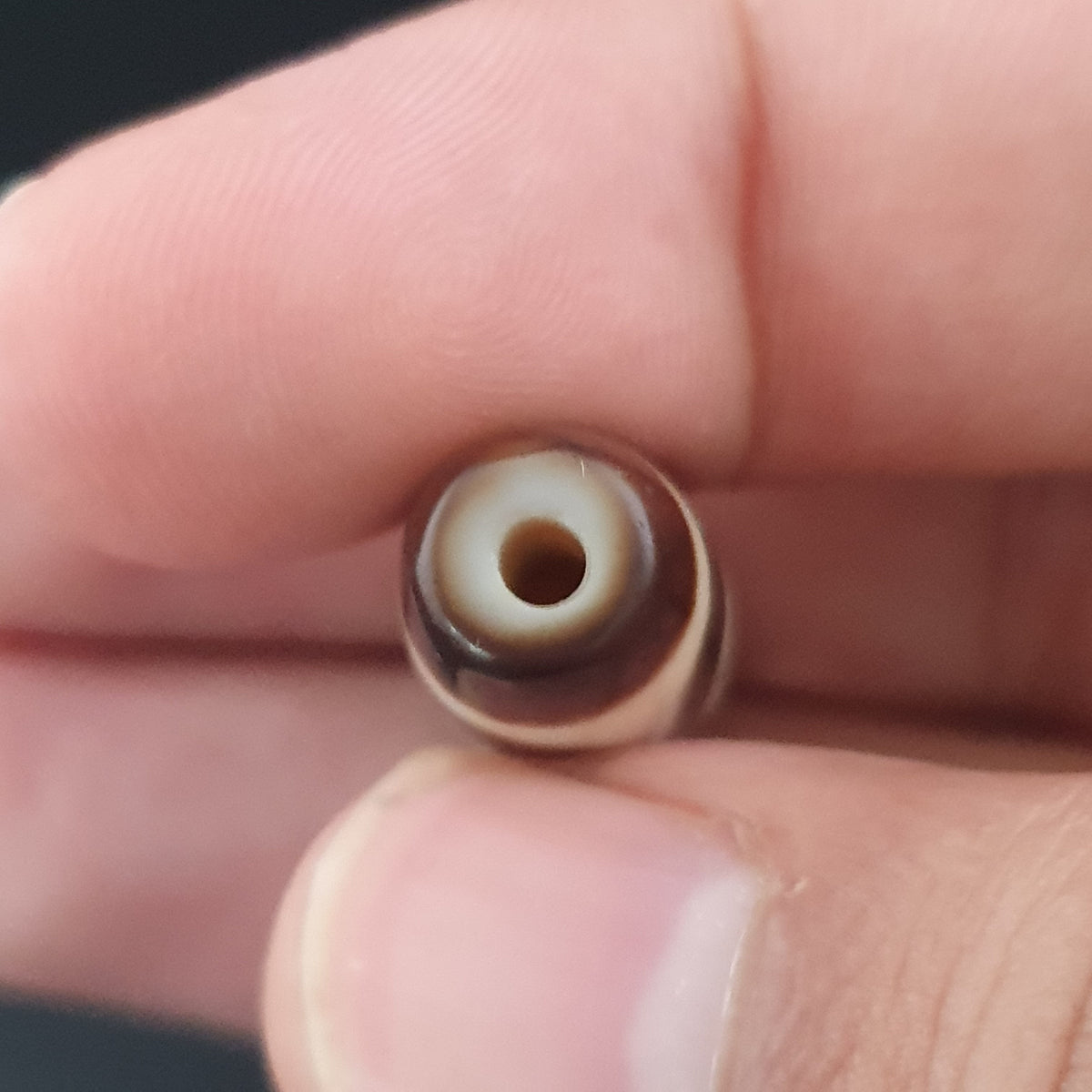 Perle Dzi tibétaine himalayenne en agate à 2 yeux, amulette ancienne, 29,6 mm