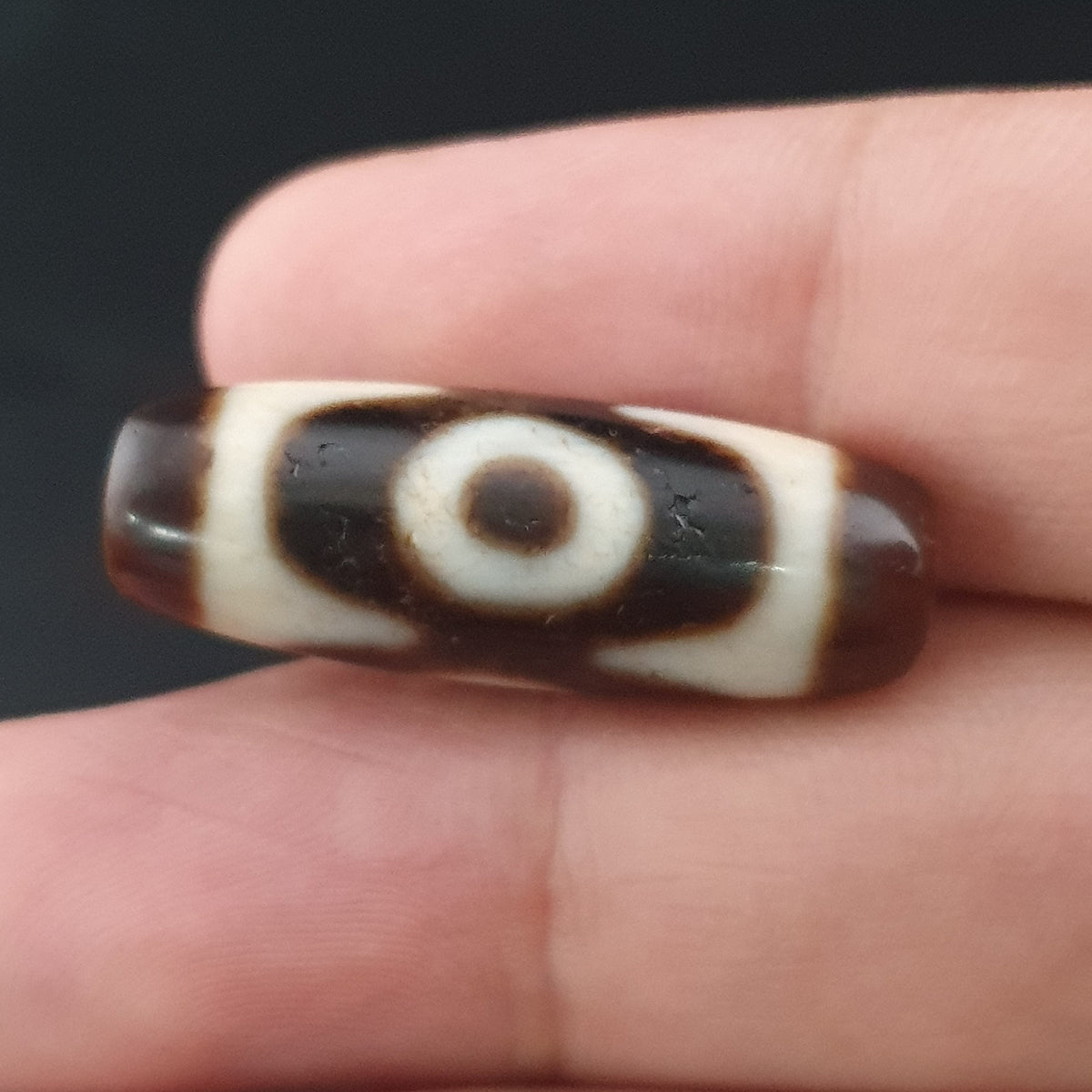 Perle Dzi tibétaine himalayenne en agate à 2 yeux, amulette ancienne, 29,6 mm