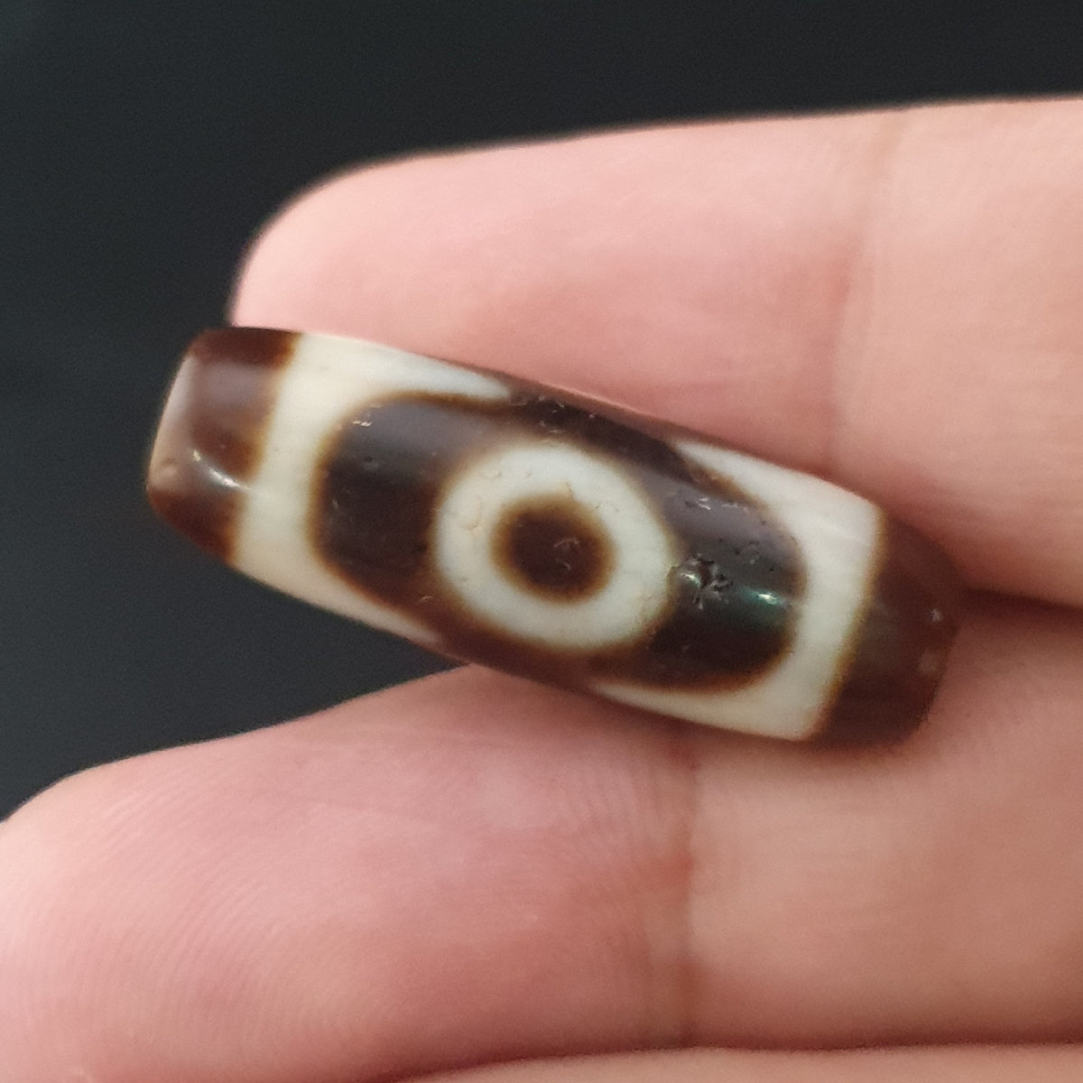 Perle Dzi tibétaine himalayenne en agate à 2 yeux, amulette ancienne, 29,6 mm