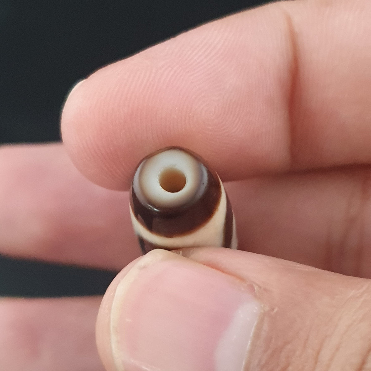 Perle Dzi tibétaine himalayenne en agate à 2 yeux, amulette ancienne, 29,6 mm