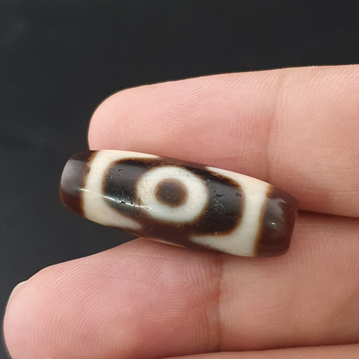 Perle Dzi tibétaine himalayenne en agate à 2 yeux, amulette ancienne, 29,6 mm