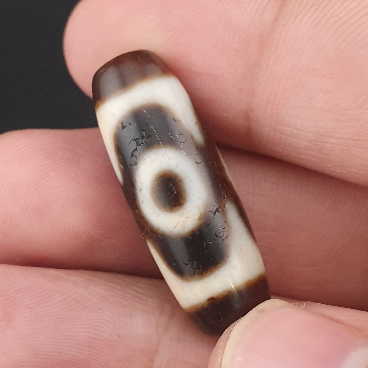 Perle Dzi tibétaine himalayenne en agate à 2 yeux, amulette ancienne, 29,6 mm