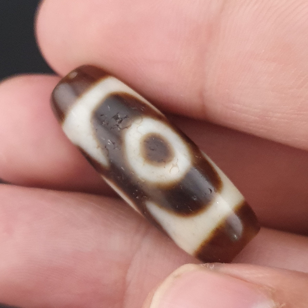 Perle Dzi tibétaine himalayenne en agate à 2 yeux, amulette ancienne, 29,6 mm