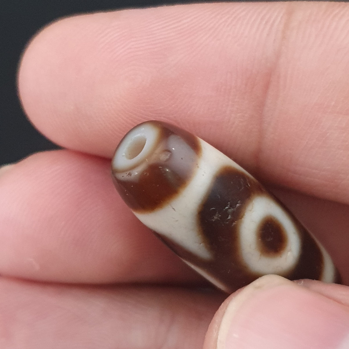 Perle Dzi tibétaine himalayenne en agate à 2 yeux, amulette ancienne, 29,6 mm