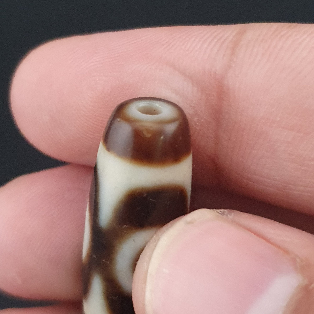 Perle Dzi tibétaine himalayenne en agate à 2 yeux, amulette ancienne, 29,6 mm