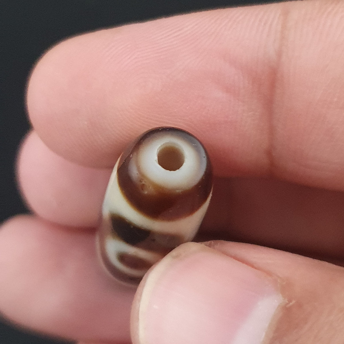 Perle Dzi tibétaine himalayenne en agate à 2 yeux, amulette ancienne, 29,6 mm