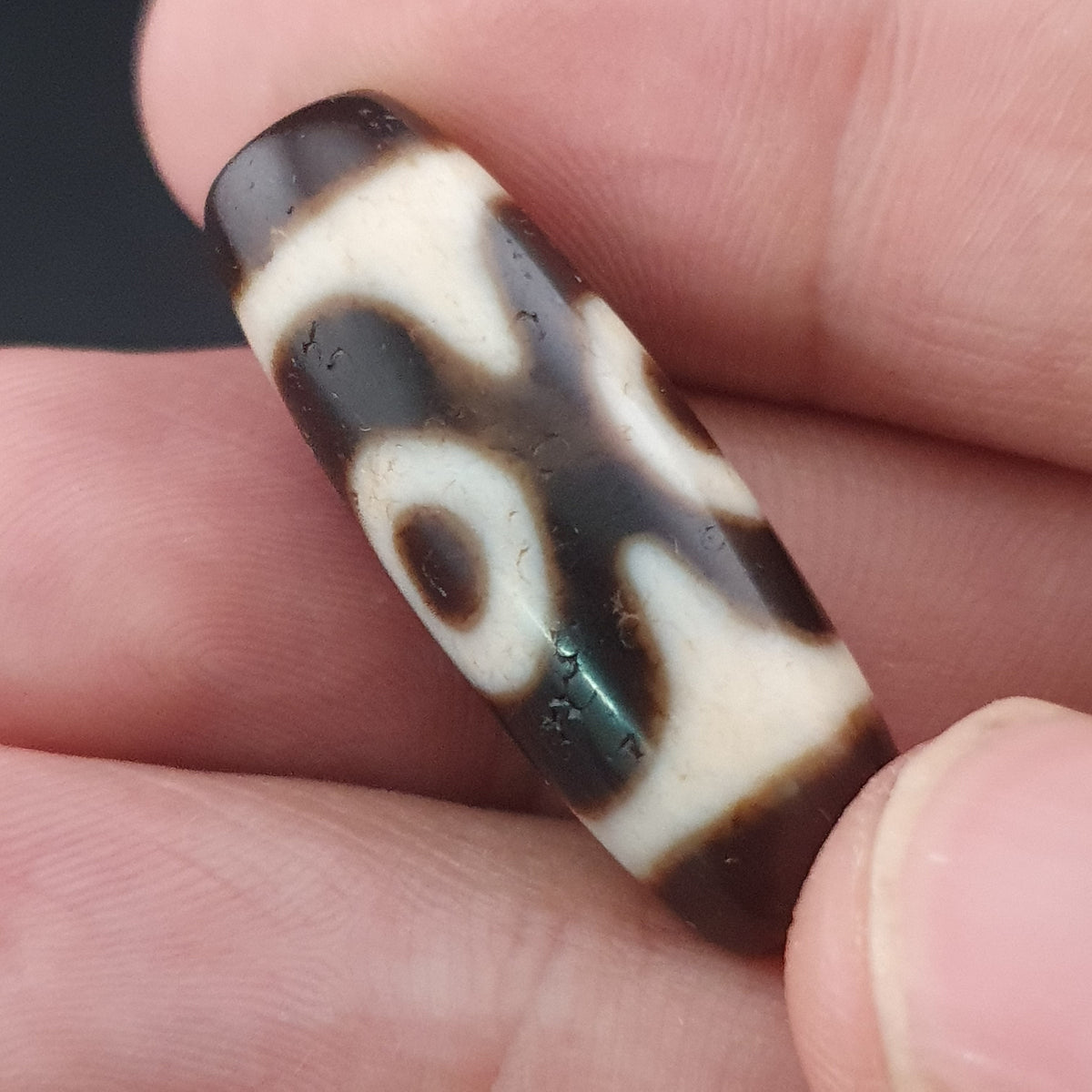 Perle Dzi tibétaine himalayenne en agate à 2 yeux, amulette ancienne, 29,6 mm