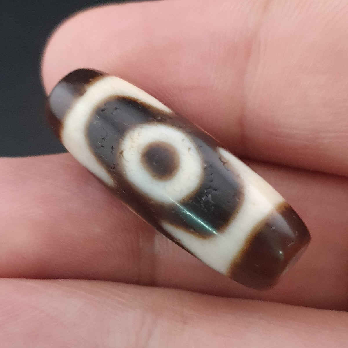Perle Dzi tibétaine himalayenne en agate à 2 yeux, amulette ancienne, 29,6 mm