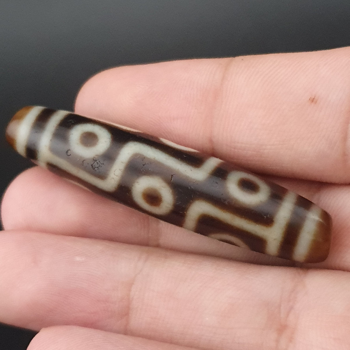 Antique Himalayan 9 Eyes Agate Dzi Bead Amulet