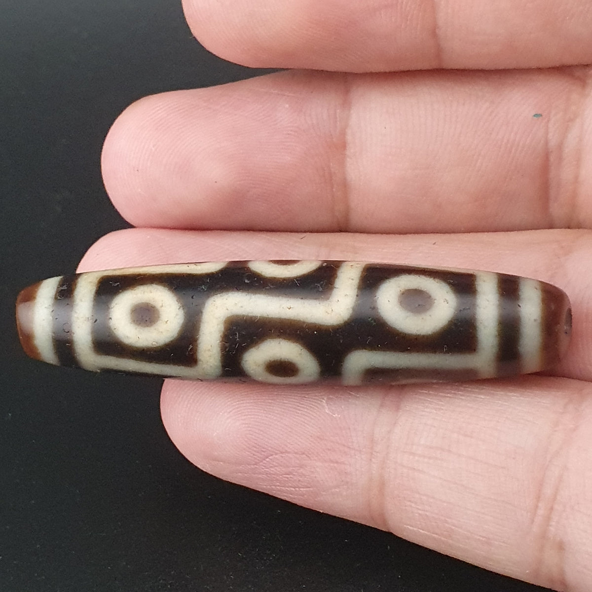 Antique Himalayan 9 Eyes Agate Dzi Bead Amulet