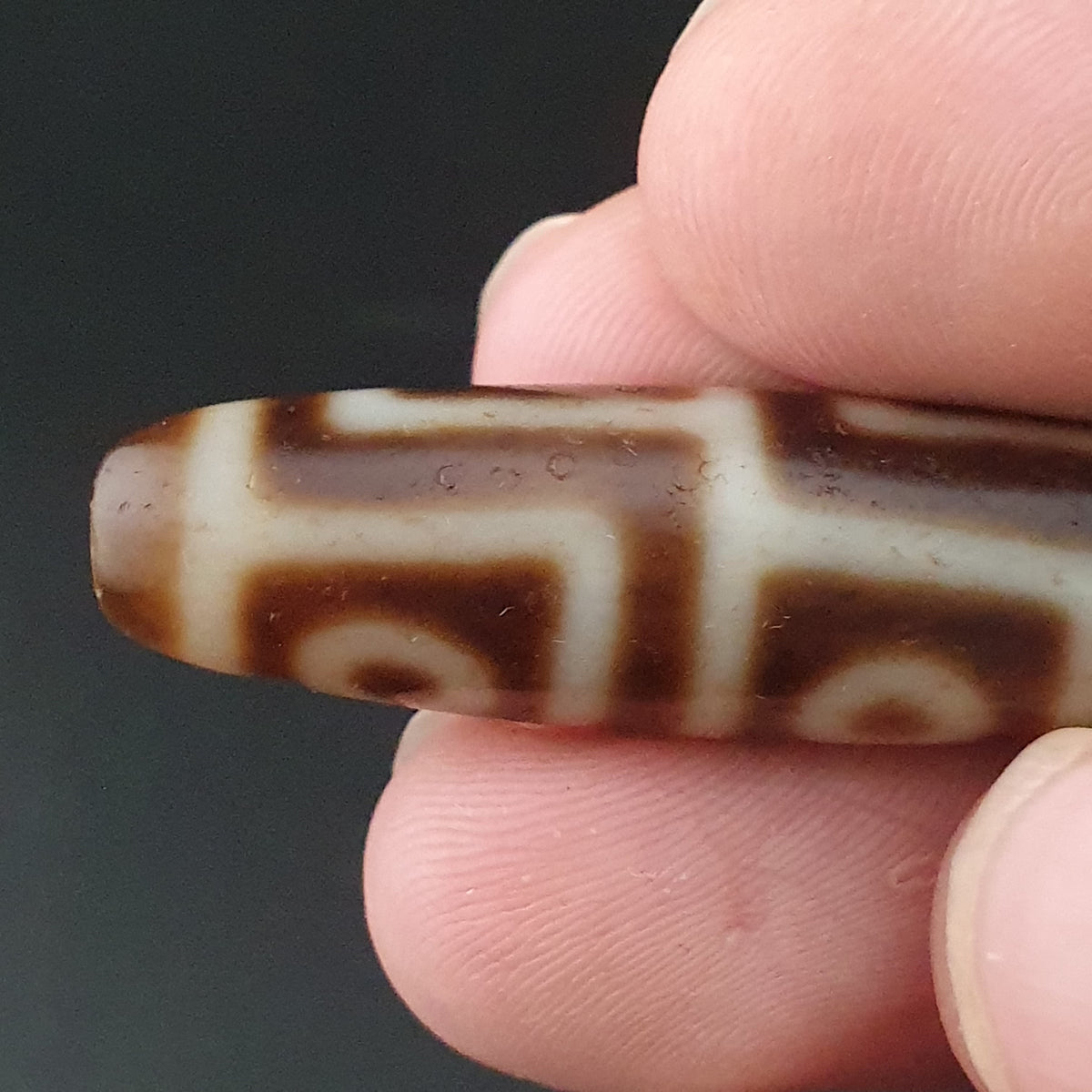 Antikes Himalaya-4-Augen-Tibet-Achat-Perlen-Amulett