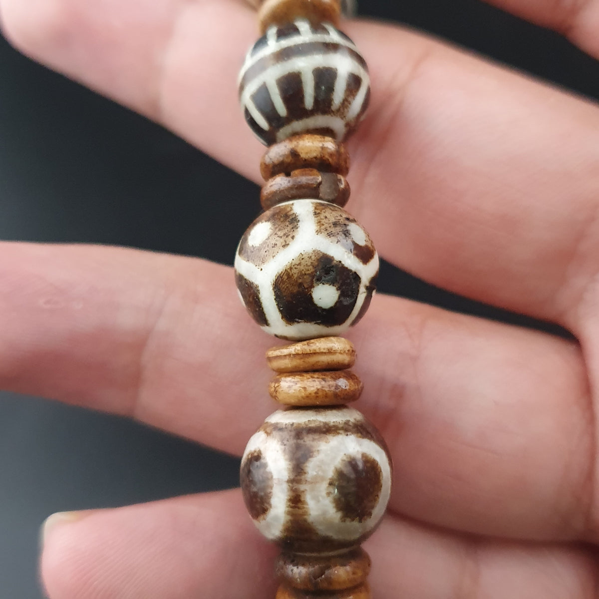 Antikes burmesisches Pumtek-Pyu & natürliches Achat-Suliemani-Augenperlen-Armband