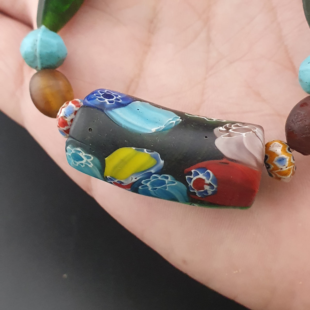 Collier de perles de verre Pumtek Pyu asiatiques et africaines vintage rares