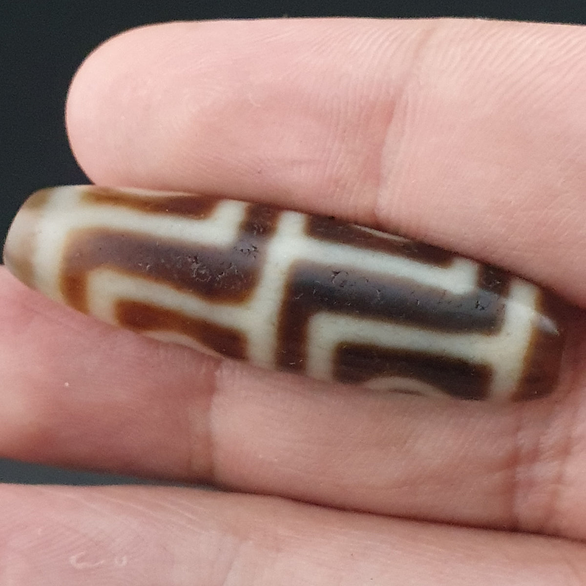 Antique Himalayan 4 Eyes Tibetan Agate Dzi Bead Amulet